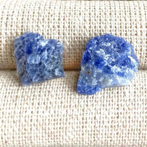 Sodalite raw drusy maxi stud earrings/maximalism/yoga/worry stone - Picture 1 of 7